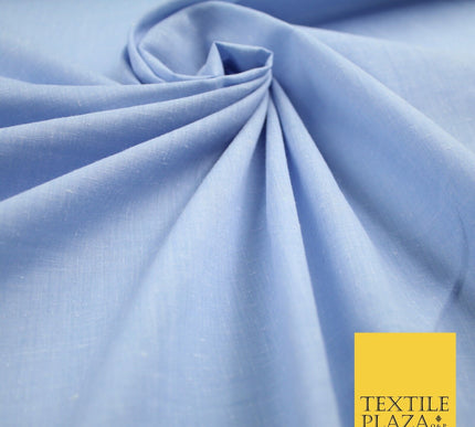 Light Denim Blue Soft Slubbed 100% Pure Cotton Fabric Dress Material 44" 8244