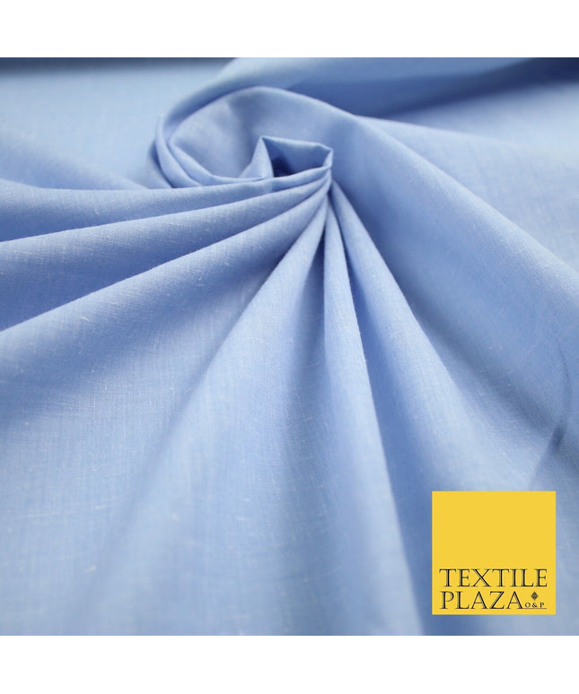 Light Denim Blue Soft Slubbed 100% Pure Cotton Fabric Dress Material 44" 8244