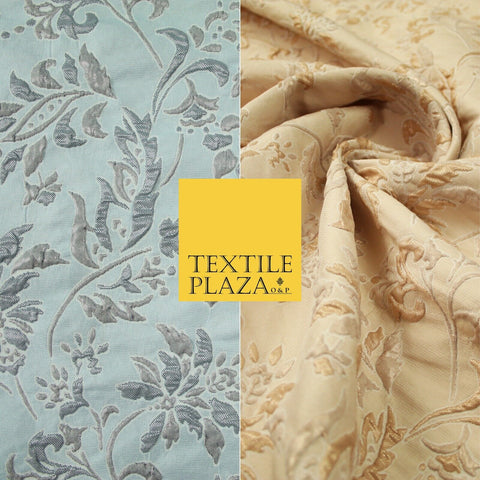 POWDER BLUE PEACH Ornate Bubble 3D Floral Textured Brocade Jacquard Dress Fabric