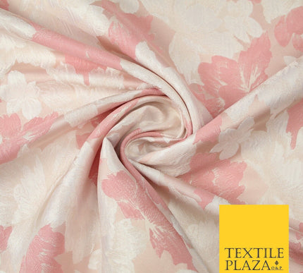 Light Pink Ivory Scattered Flowers Floral Brocade Jacquard Dress Fabric 56" 7450