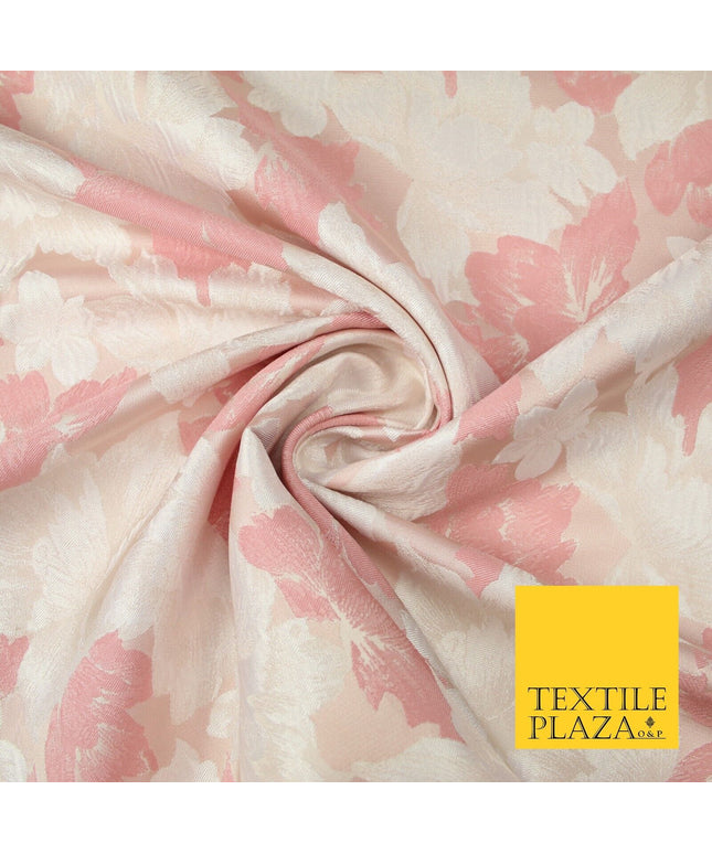 Light Pink Ivory Scattered Flowers Floral Brocade Jacquard Dress Fabric 56" 7450