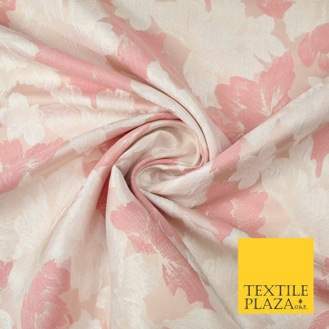 Light Pink Ivory Scattered Flowers Floral Brocade Jacquard Dress Fabric 56" 7450