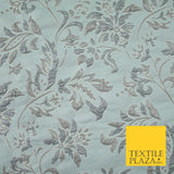 POWDER BLUE PEACH Ornate Bubble 3D Floral Textured Brocade Jacquard Dress Fabric