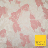 Light Pink Ivory Scattered Flowers Floral Brocade Jacquard Dress Fabric 56" 7450