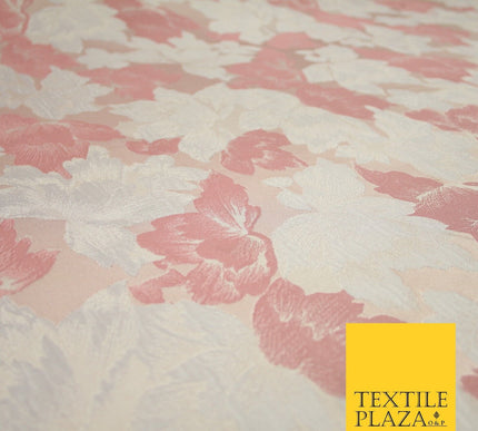 Light Pink Ivory Scattered Flowers Floral Brocade Jacquard Dress Fabric 56" 7450