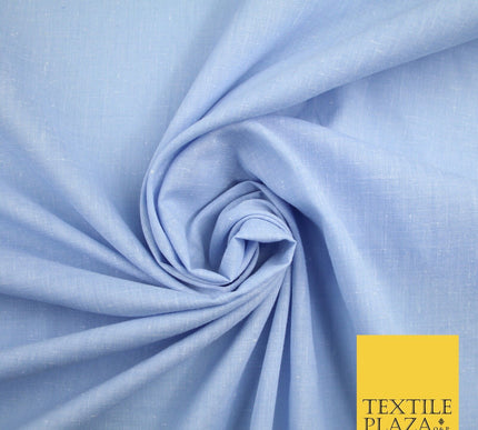 Light Denim Blue Soft Slubbed 100% Pure Cotton Fabric Dress Material 44" 8244