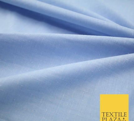 Light Denim Blue Soft Slubbed 100% Pure Cotton Fabric Dress Material 44" 8244