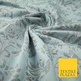 POWDER BLUE PEACH Ornate Bubble 3D Floral Textured Brocade Jacquard Dress Fabric