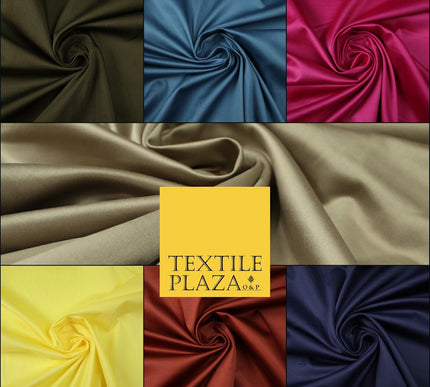 7 COLOURS - Premium Plain Liquid Smooth Sheen Cotton Sateen Dress Fabric 57"