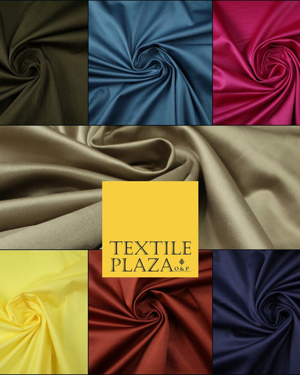 7 COLOURS - Premium Plain Liquid Smooth Sheen Cotton Sateen Dress Fabric 57"