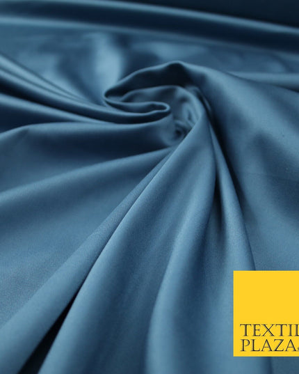 7 COLOURS - Premium Plain Liquid Smooth Sheen Cotton Sateen Dress Fabric 57"