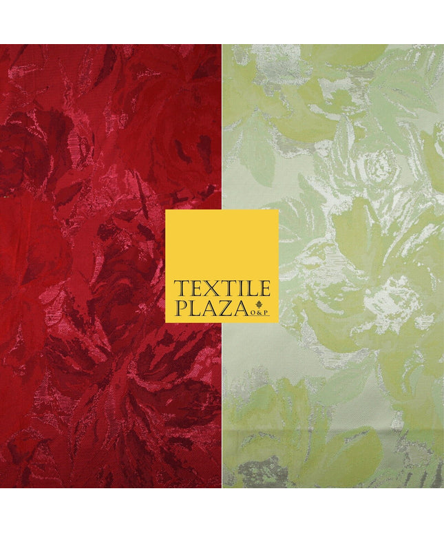 2 COLOURS - Luxury Metallic Oversized Floral Brocade Jacquard Dress Fabric 56"