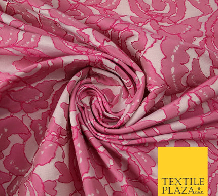 PINK Intense Abstract Floral Corded Effect Brocade Jacquard Dress Fabric 7444