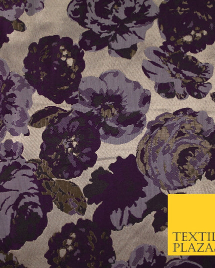 Falling Maroon Artsy Flowers Metallic Lame Brocade Jacquard Dress Fabric