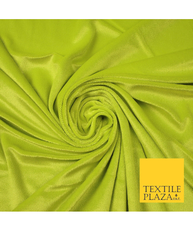 LIME GREEN Soft Textured Velvet Velour Fabric Stretch Material 65" WIDE 7435