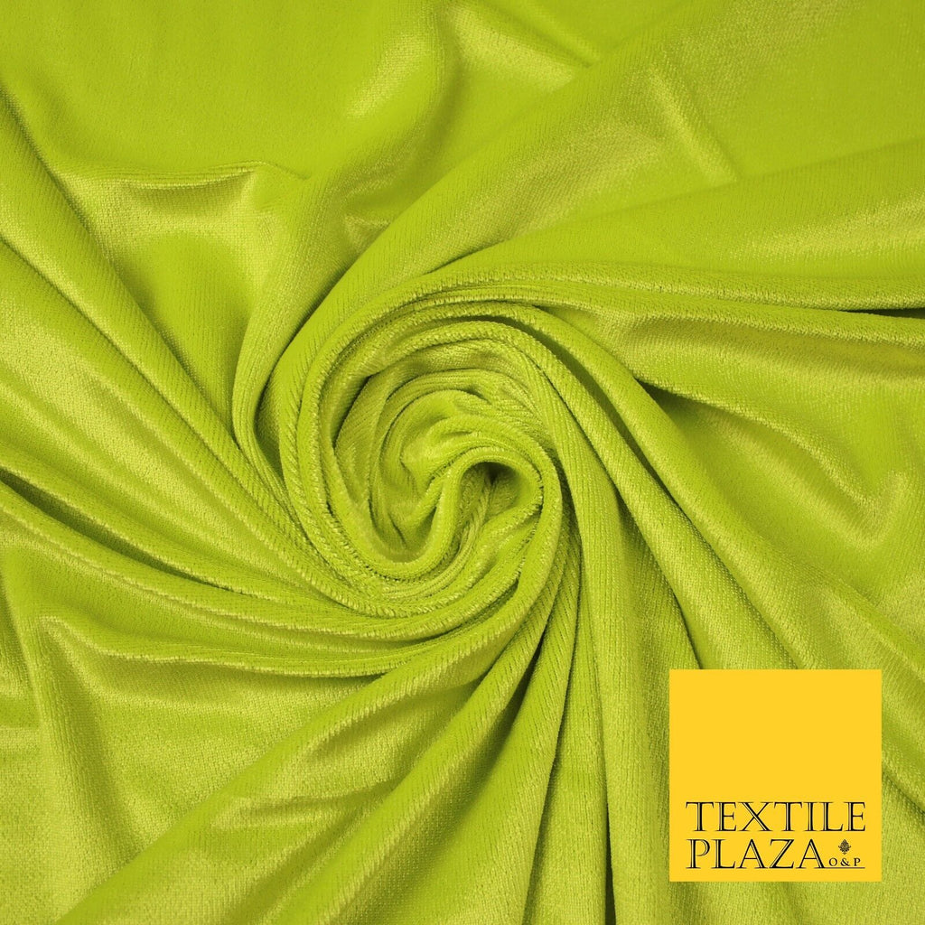 LIME GREEN Soft Textured Velvet Velour Fabric Stretch Material 65" WIDE 7435