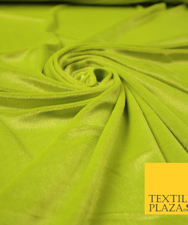 LIME GREEN Soft Textured Velvet Velour Fabric Stretch Material 65" WIDE 7435