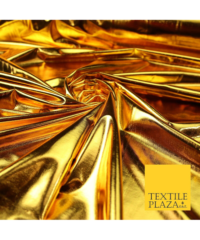 WARM GOLD Premium Metallic Lycra Fabric Shiny Mirror Foil Spandex Dancewear 7430