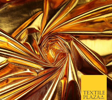 WARM GOLD Premium Metallic Lycra Fabric Shiny Mirror Foil Spandex Dancewear 7430