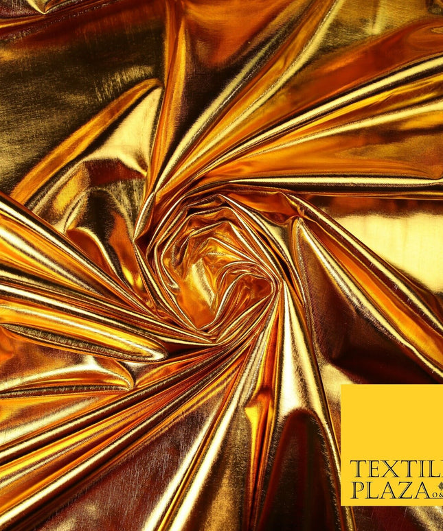 WARM GOLD Premium Metallic Lycra Fabric Shiny Mirror Foil Spandex Dancewear 7430