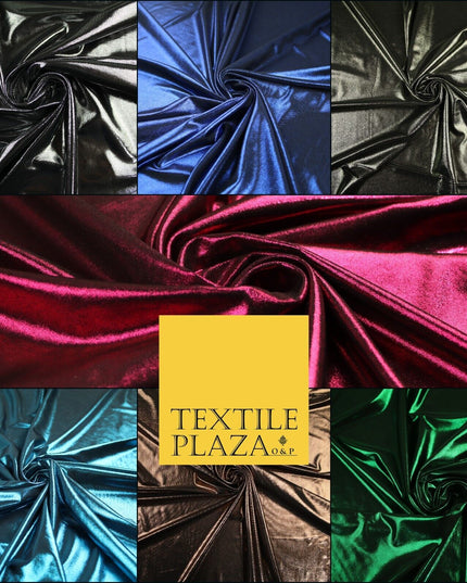 7 COLOURS - Metallic Lycra Stretch Fabric Shiny Mirror Foil Dancewear Costume