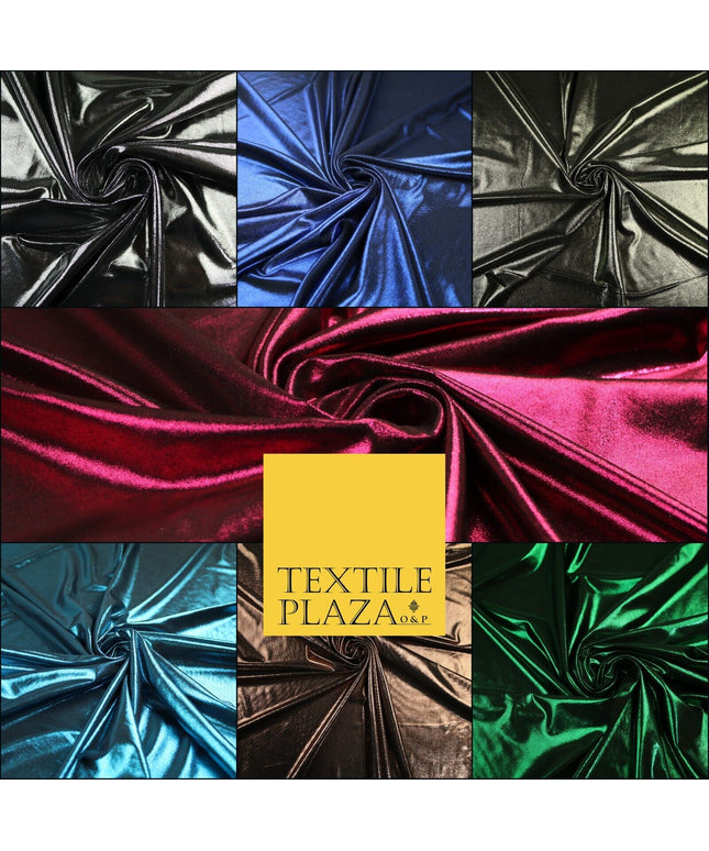7 COLOURS - Metallic Lycra Stretch Fabric Shiny Mirror Foil Dancewear Costume