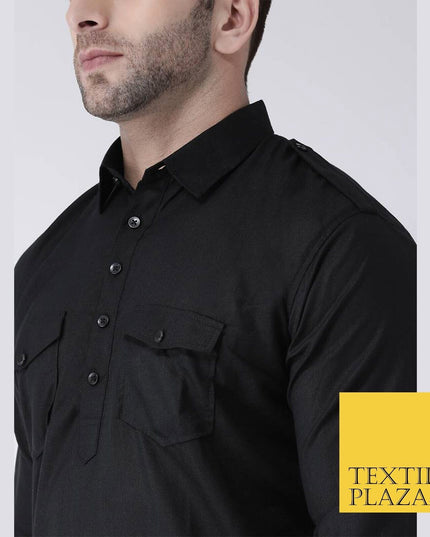 Mens Long Kurta Pajama Cotton Indian Punjabi Asian Clothing Shirt 4 COLOURS