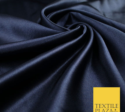 Midnight Navy Blue Plain Crepe Back Satin Fabric Material Dress Bridal 45" 8242