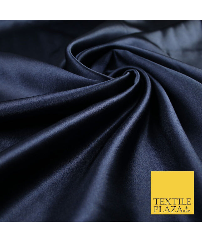 Midnight Navy Blue Plain Crepe Back Satin Fabric Material Dress Bridal 45" 8242
