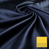 Midnight Navy Blue Plain Crepe Back Satin Fabric Material Dress Bridal 45" 8242