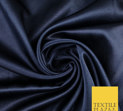 Midnight Navy Blue Plain Crepe Back Satin Fabric Material Dress Bridal 45" 8242