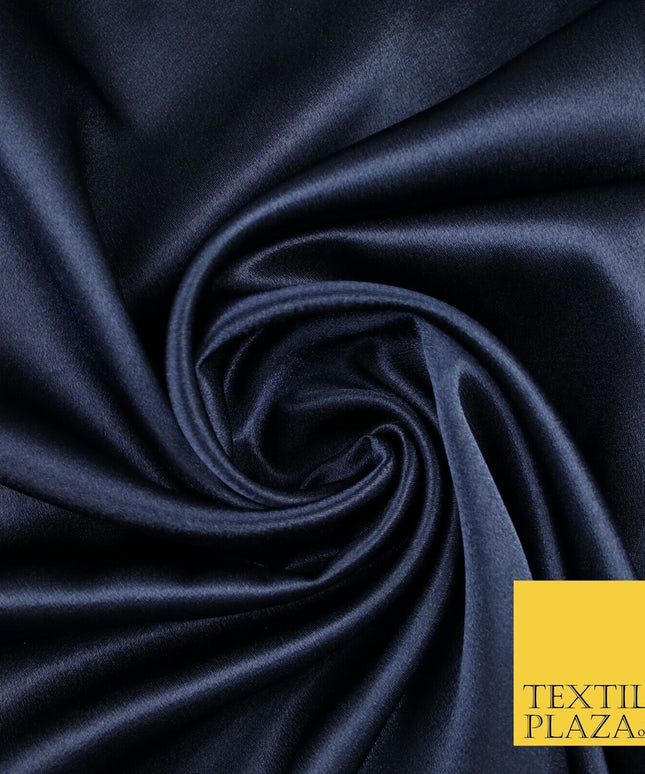 Midnight Navy Blue Plain Crepe Back Satin Fabric Material Dress Bridal 45" 8242