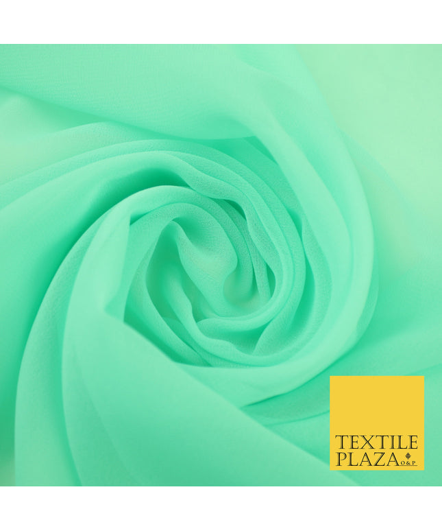 AQUAMARINE Premium Plain Dyed Chiffon Fine Soft Georgette Sheer Dress Fabric 8412