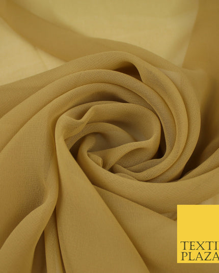 ANTIQUE GOLD Premium Plain Dyed Chiffon Fine Soft Georgette Sheer Dress Fabric 8283