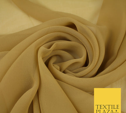 ANTIQUE GOLD Premium Plain Dyed Chiffon Fine Soft Georgette Sheer Dress Fabric 8283