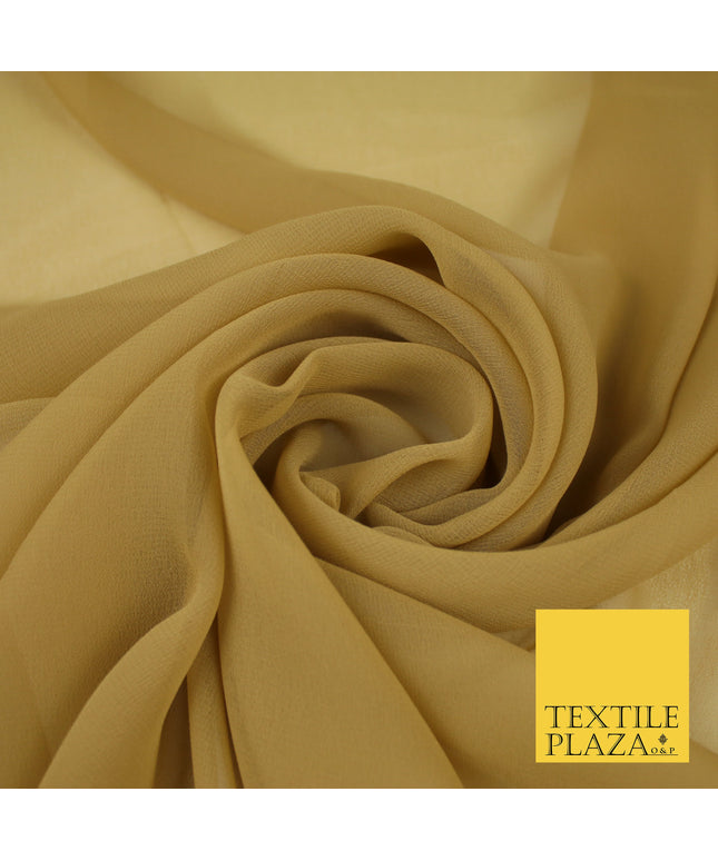 ANTIQUE GOLD Premium Plain Dyed Chiffon Fine Soft Georgette Sheer Dress Fabric 8283