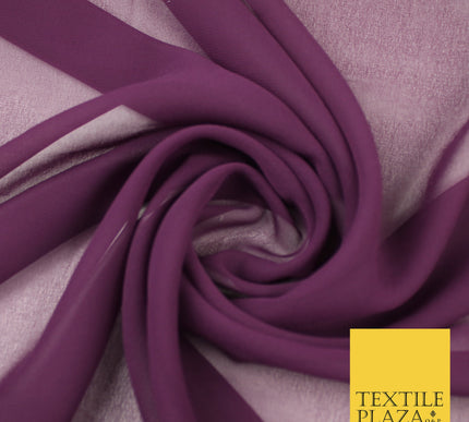 AUBERGINE Premium Plain Dyed Chiffon Fine Soft Georgette Sheer Dress Fabric 8337