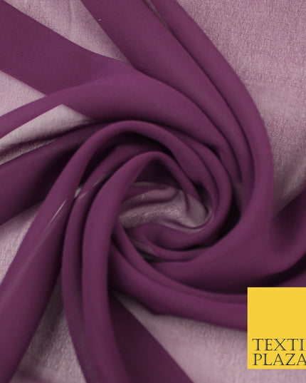 AUBERGINE Premium Plain Dyed Chiffon Fine Soft Georgette Sheer Dress Fabric 8337
