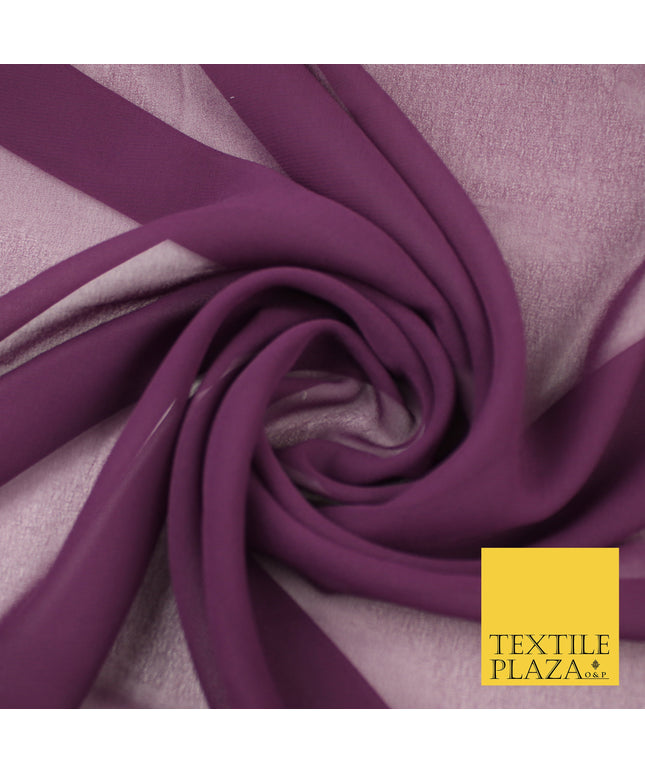 AUBERGINE Premium Plain Dyed Chiffon Fine Soft Georgette Sheer Dress Fabric 8337