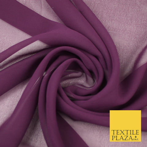 AUBERGINE Premium Plain Dyed Chiffon Fine Soft Georgette Sheer Dress Fabric 8337