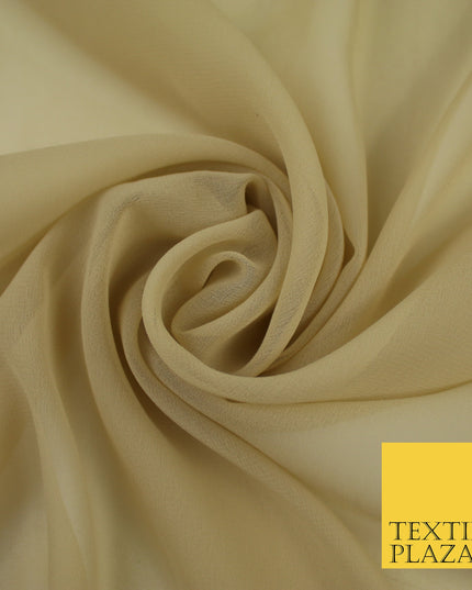 BEIGE Premium Plain Dyed Chiffon Fine Soft Georgette Sheer Dress Fabric 8281