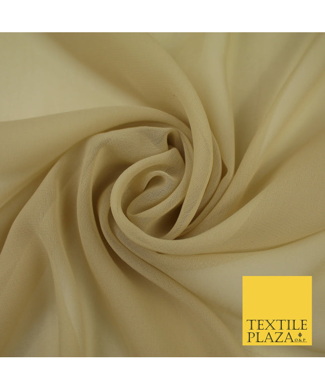 BEIGE Premium Plain Dyed Chiffon Fine Soft Georgette Sheer Dress Fabric 8281
