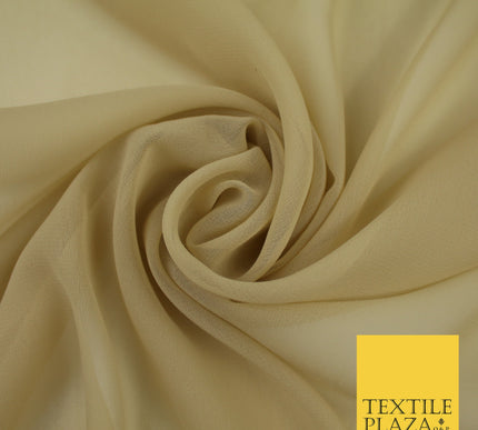 BEIGE Premium Plain Dyed Chiffon Fine Soft Georgette Sheer Dress Fabric 8281