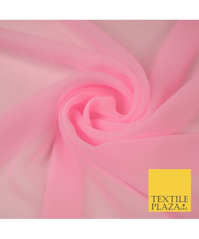 BABY PINK Premium Plain Dyed Chiffon Fine Soft Georgette Sheer Dress Fabric 8313