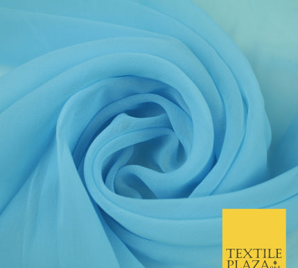 BABY BLUE Premium Plain Dyed Chiffon Fine Soft Georgette Sheer Dress Fabric 8406