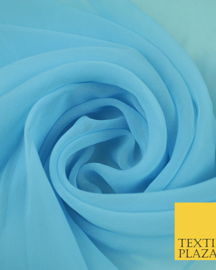 BABY BLUE Premium Plain Dyed Chiffon Fine Soft Georgette Sheer Dress Fabric 8406