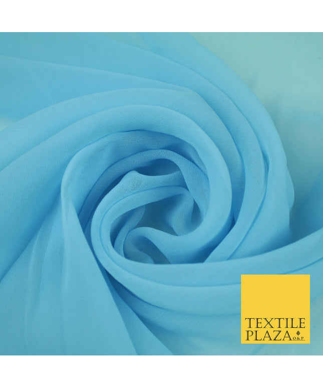 BABY BLUE Premium Plain Dyed Chiffon Fine Soft Georgette Sheer Dress Fabric 8406
