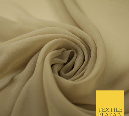 BISCUIT BEIGE Premium Plain Dyed Chiffon Fine Soft Georgette Sheer Dress Fabric 8287