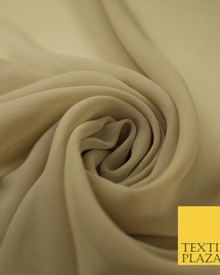 BISCUIT BEIGE Premium Plain Dyed Chiffon Fine Soft Georgette Sheer Dress Fabric 8287