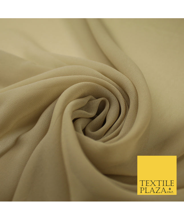 BISCUIT BEIGE Premium Plain Dyed Chiffon Fine Soft Georgette Sheer Dress Fabric 8287